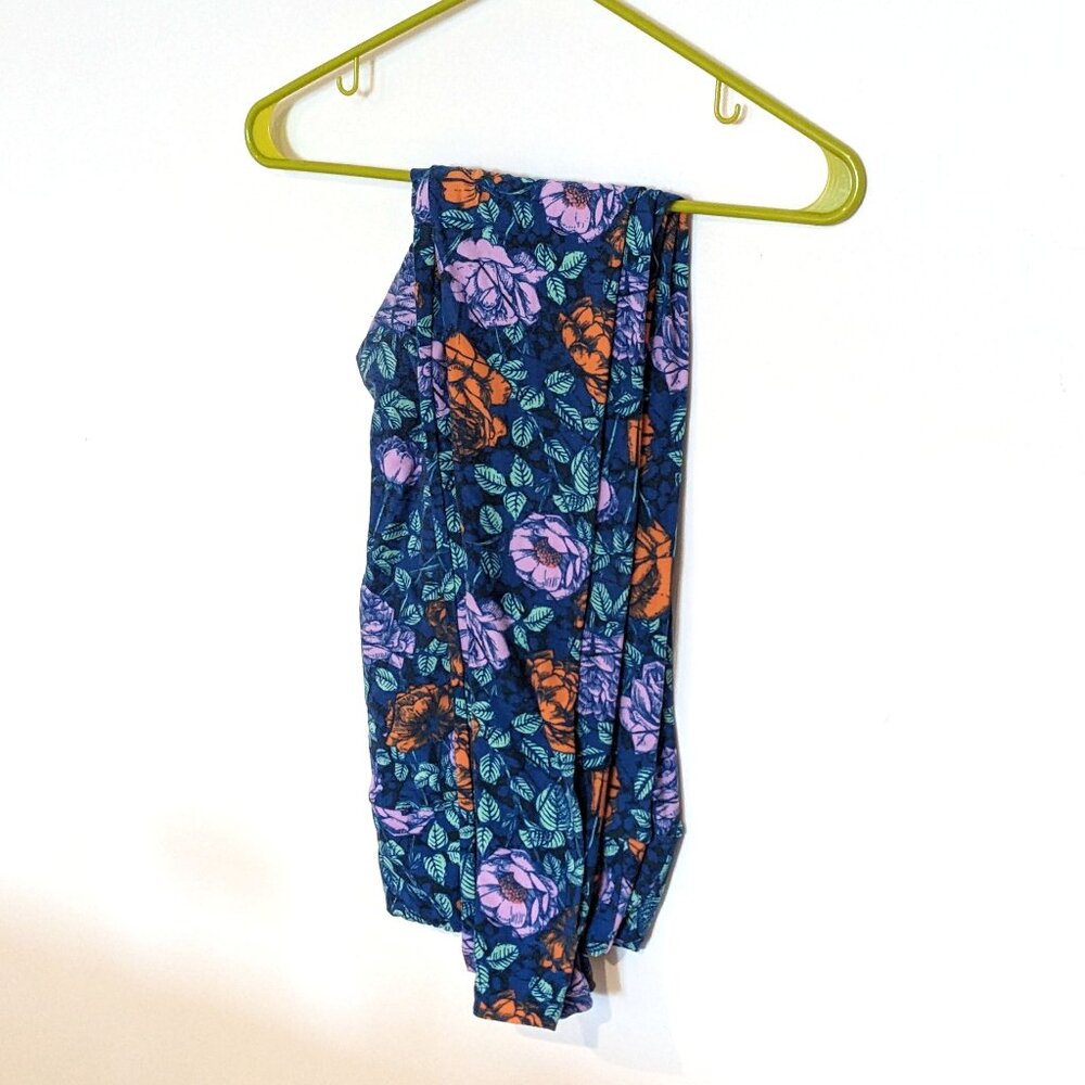 Blue Floral Print LulaRoe Leggings